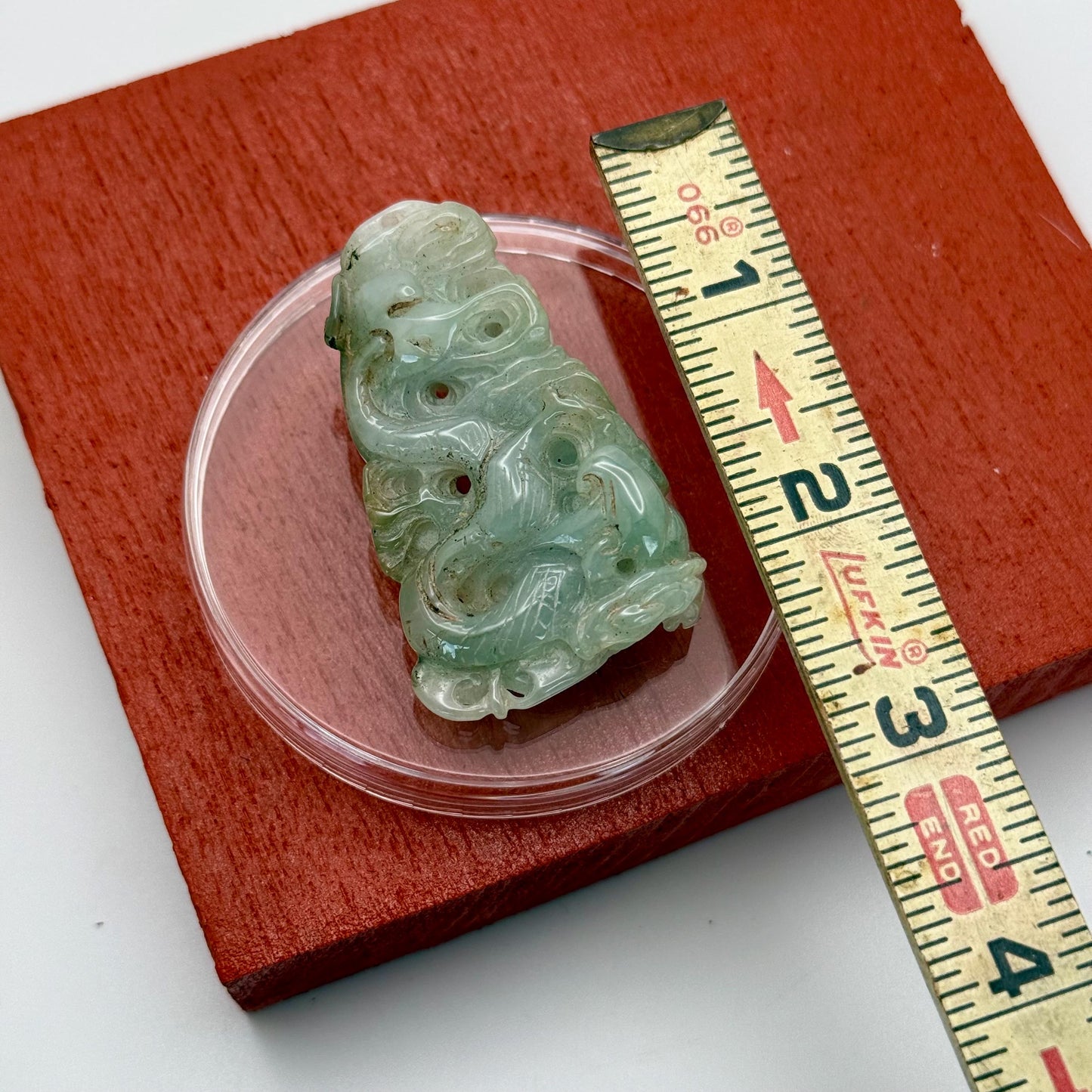 A Genuine Natural Burmese Jade Green White High Grad Fine Carved Pendant Amulet