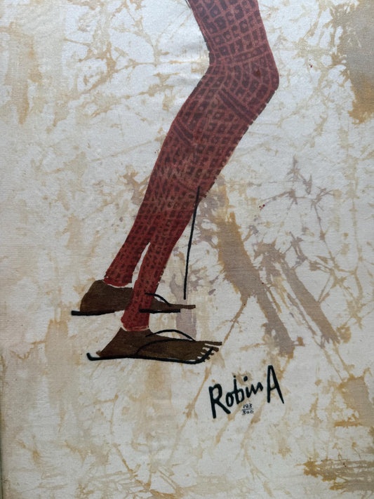 Original Hand Painted Silk Fabric Cloth African Batik Art Signed Robin Anderson