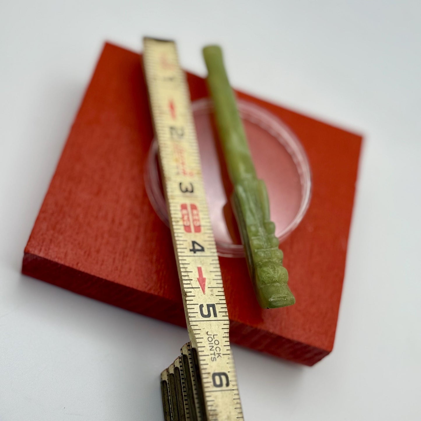 Antique Asian Old Natural Jade Cigarette Holder Hand Carved Dragon Shaped End