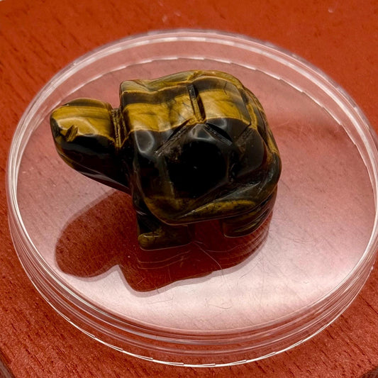An Adorable Mini Miniature Turtle Carved Natural Tiger Eye Crystal Lucky Charm