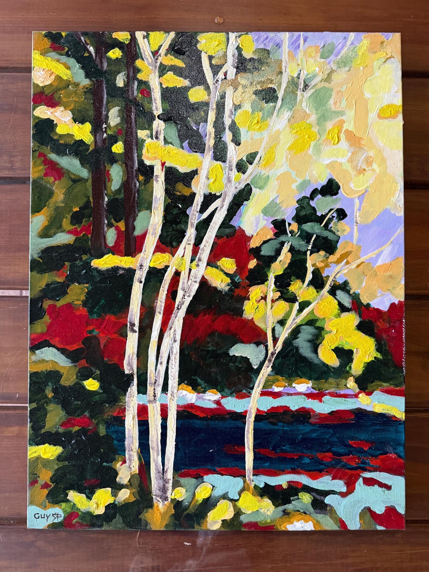 Birch Forest Expressionistic Abstract Painting Original Canvas Artwork Signed