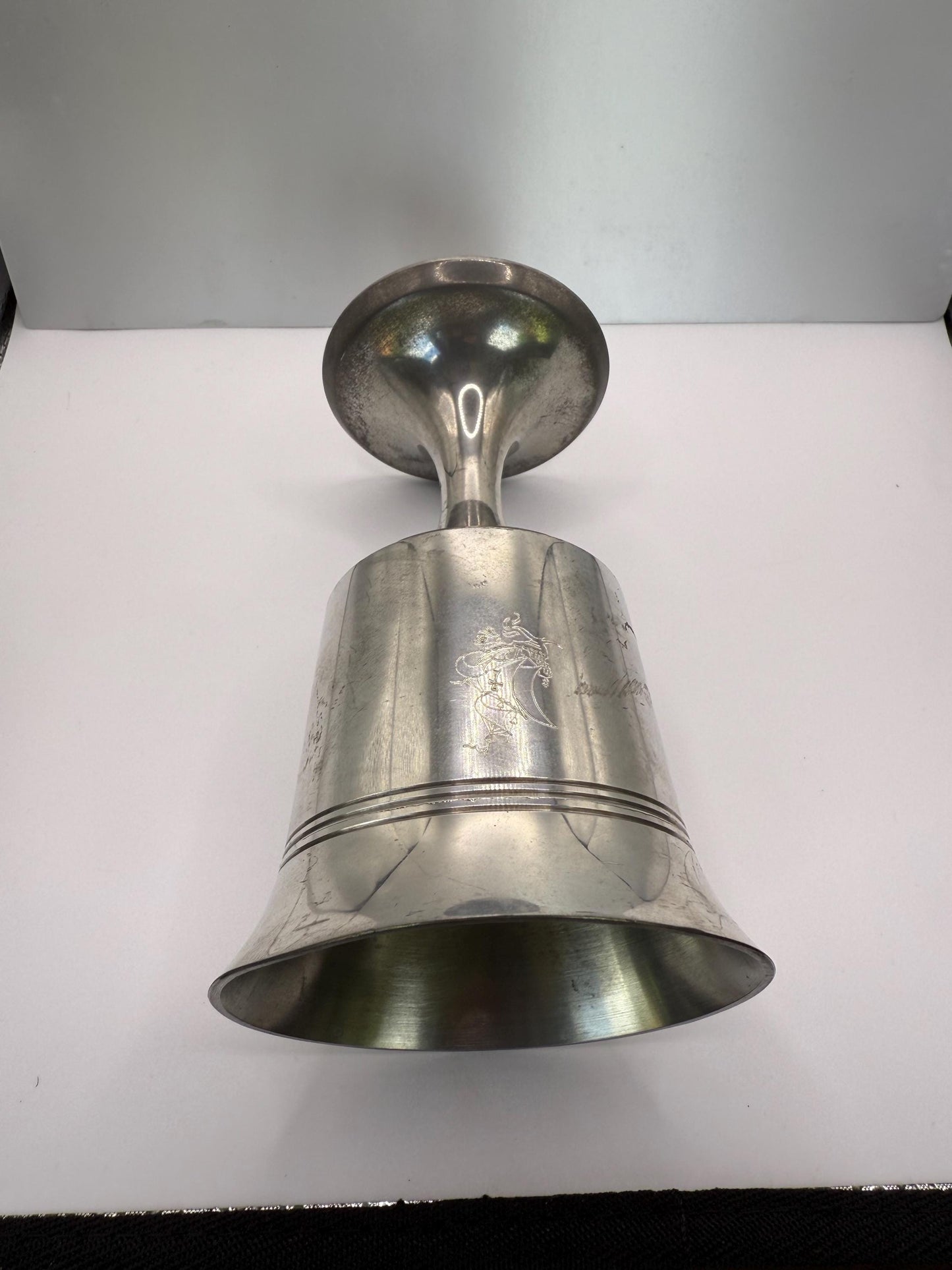 An antique pewter silver chalice goblet