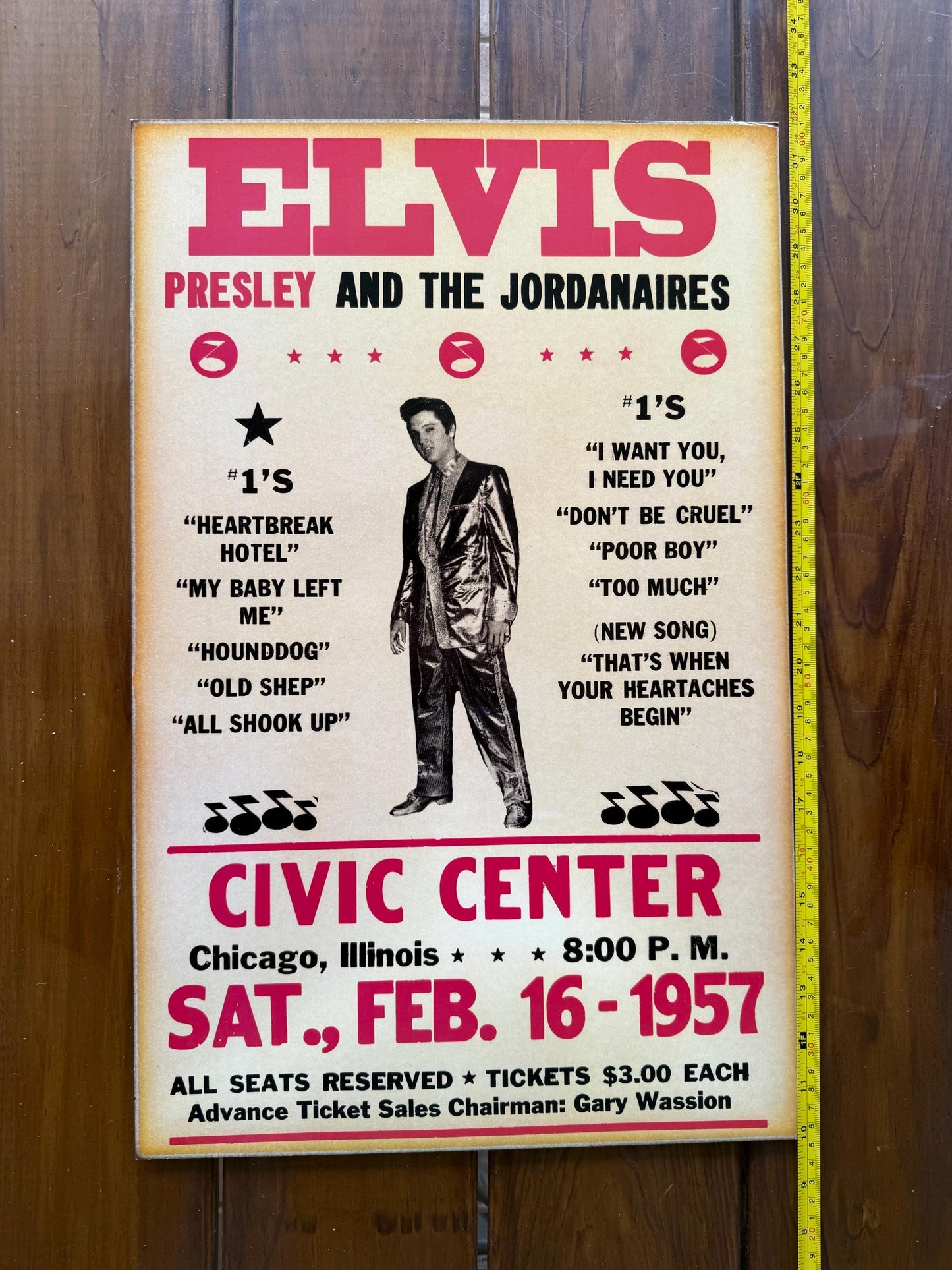 Elvis Presley And The Jordanaires 1957 The Civic Center Chicago, Illinois Poster
