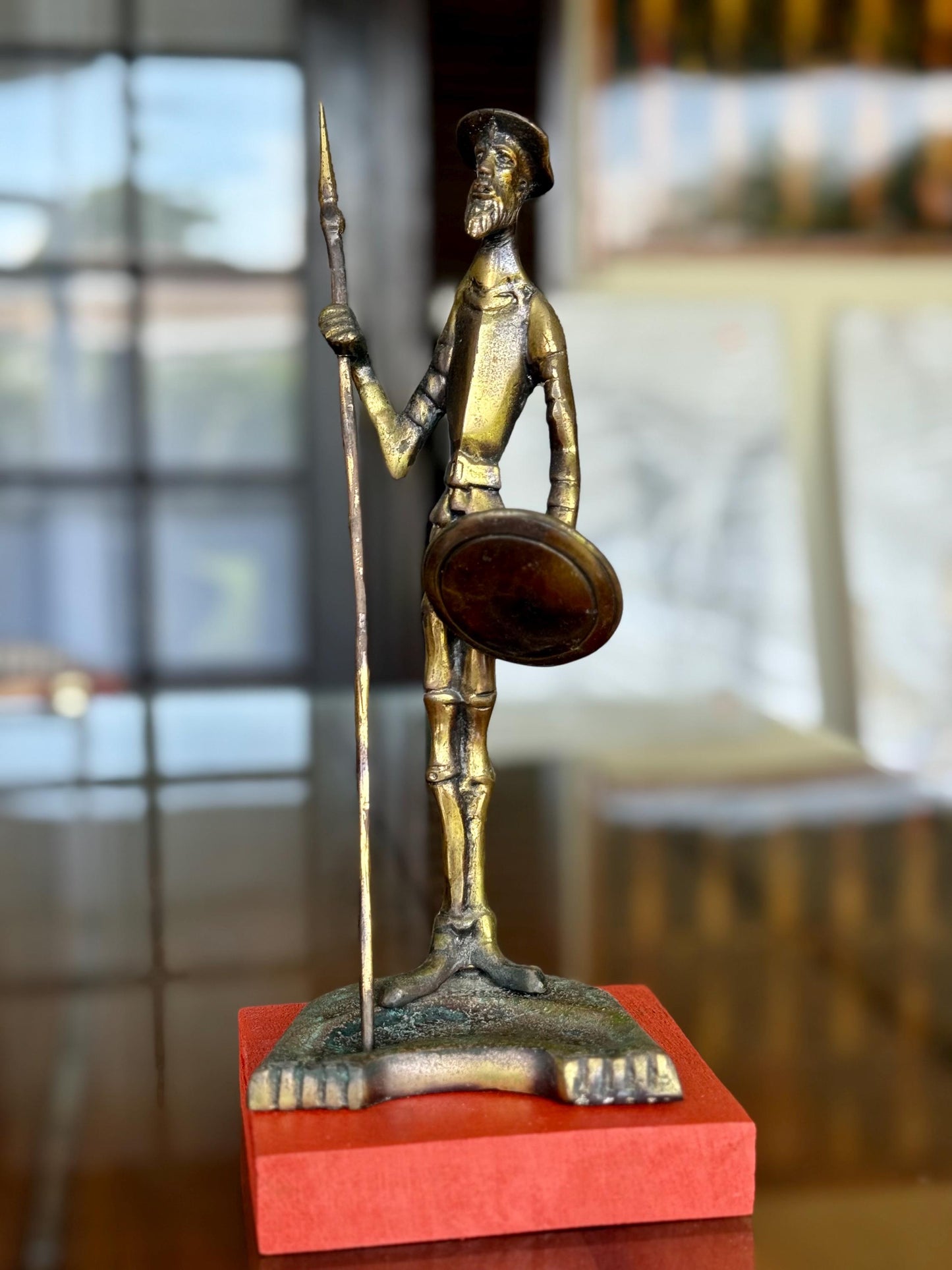 Antique Don Quixote Bronze Figurine from Chile Rare Handmade Art Sculpture Decor