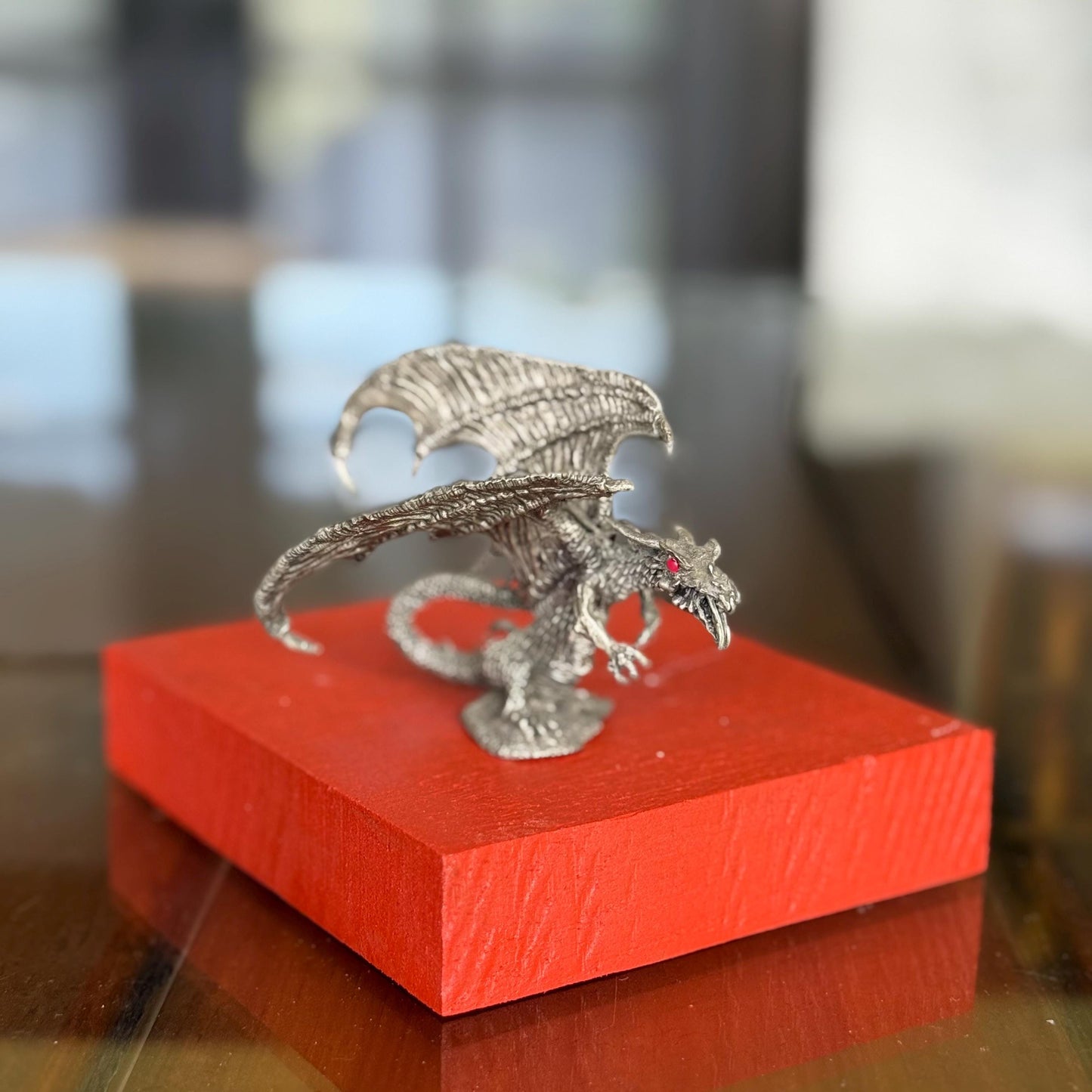 A Vintage Rawcliffe Winged Dragon Figurine Pewter RF 3010 Jeweled Magic 1990s Art