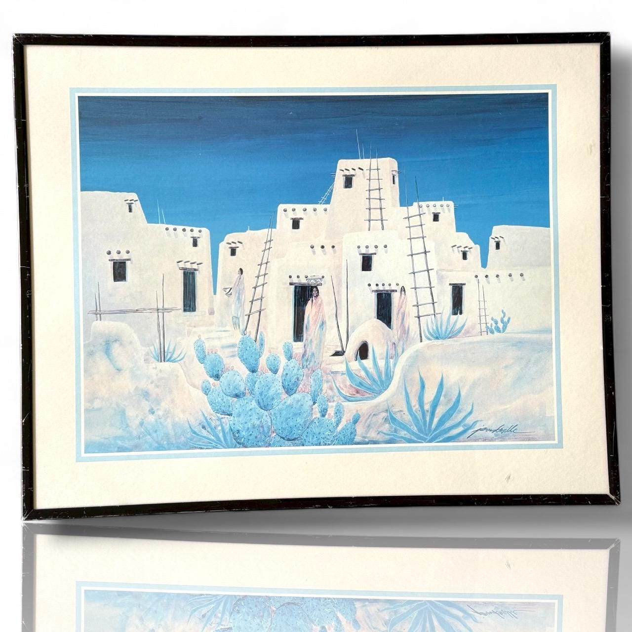 Southwestern Desert Adobe Pueblo Native Boho Blue Jim Prindiville Wall Art Print