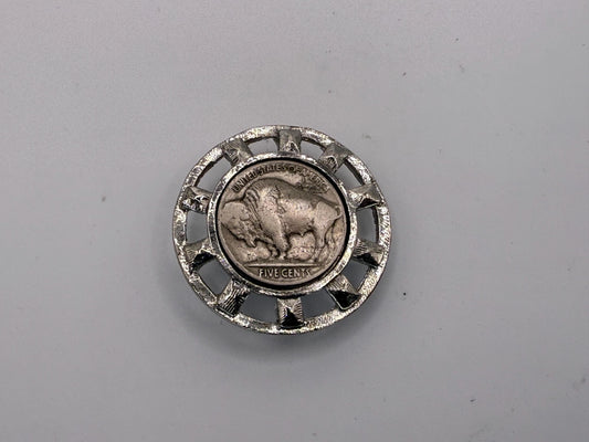 A Silver Wagon Wheel with Genuine Buffalo Nickel Coin Pendant