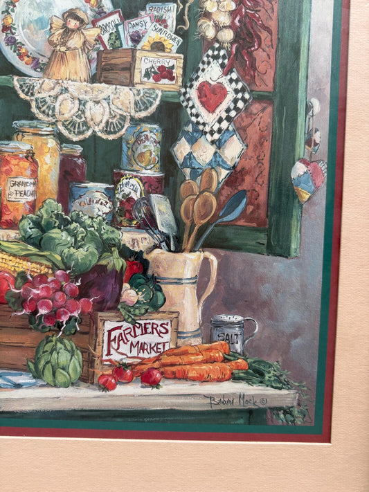 A Vintage Art Print Barbara Mock Farmers Market House Grandma’s Cupboard Decor