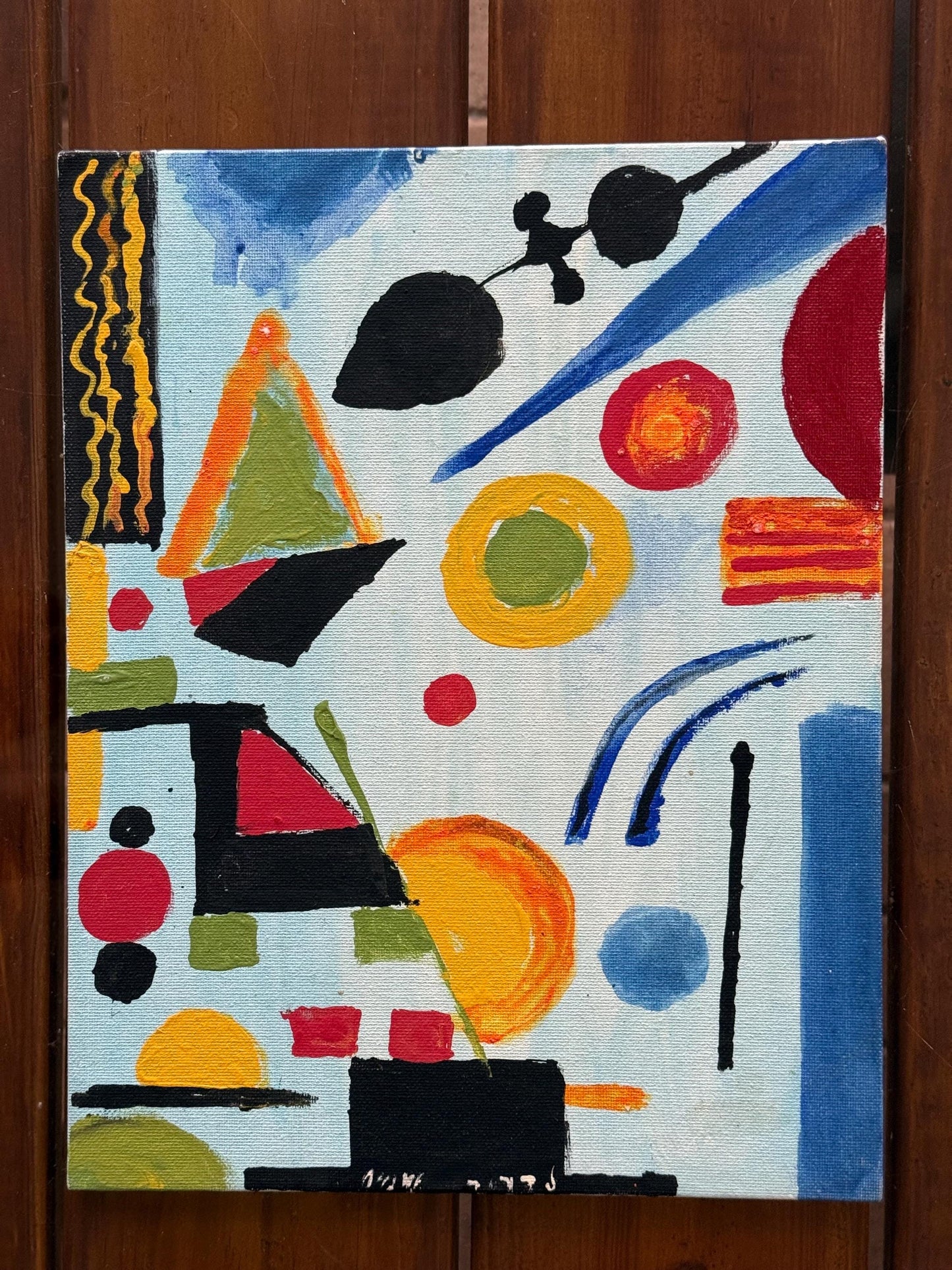 Abstract Geometric Shapes Colors Original Acrylic Painting Canvas Artwork Signed