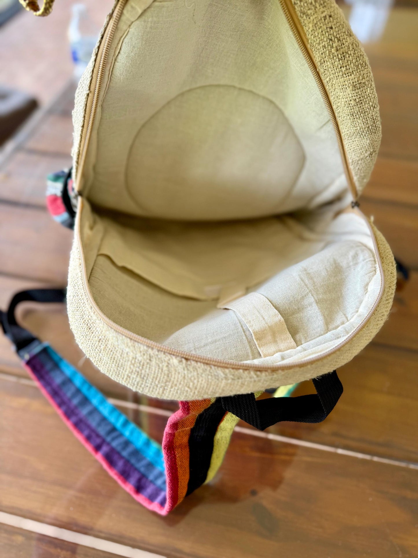 A Himalayan Hemp Organic Natural Large Retro Boho Hippie Colorful Art Bag Backpack