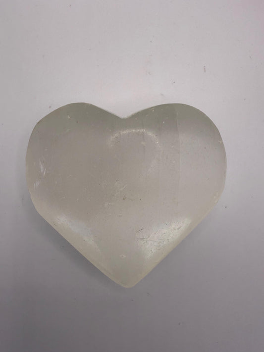 A heart shaped selenite crystal