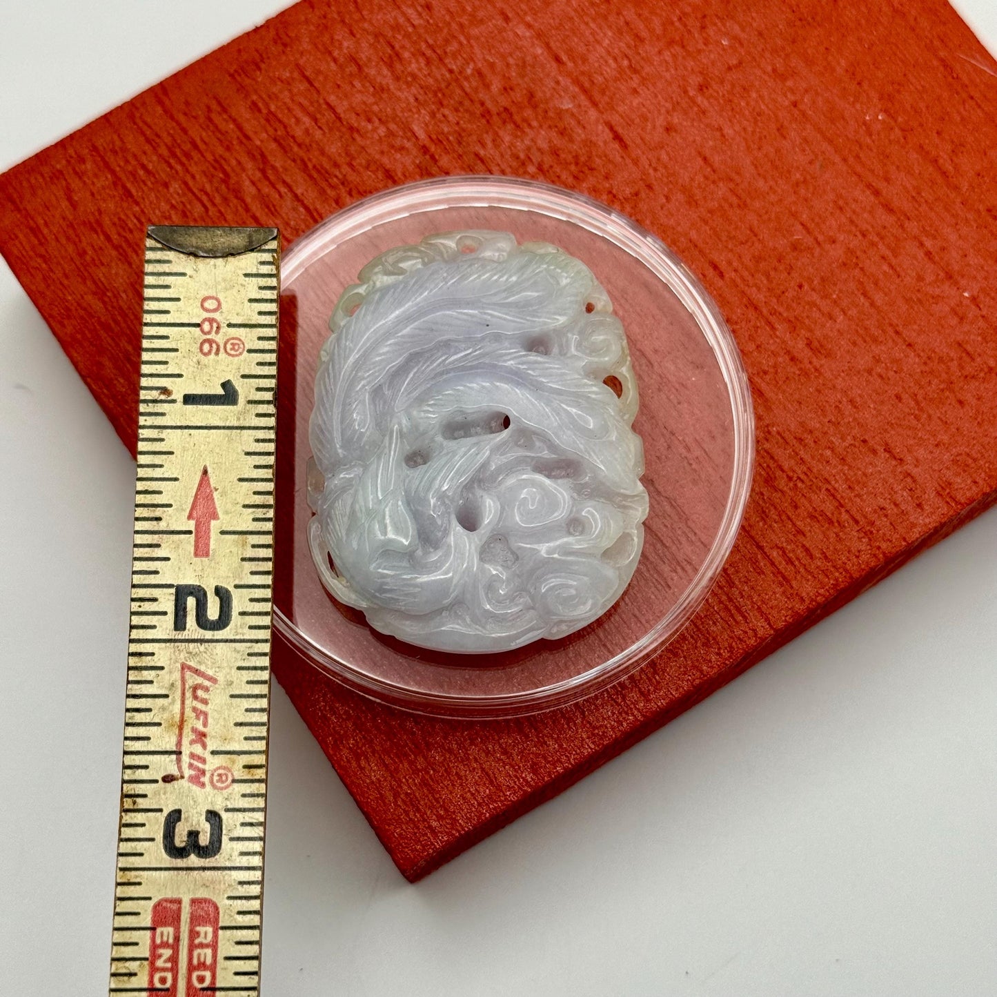 A Fine Jade Translucent Icy White Lavender Green Jadeite Amulet Pendant Round