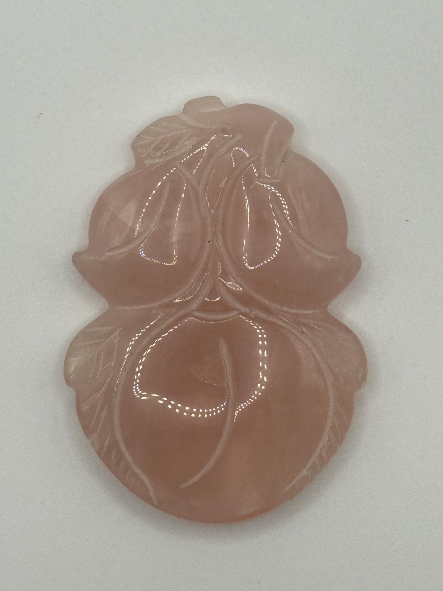 A Pink Jade Amulet Flower Rose Pedal Charm Hand Carved Old Pendant Fine Piece