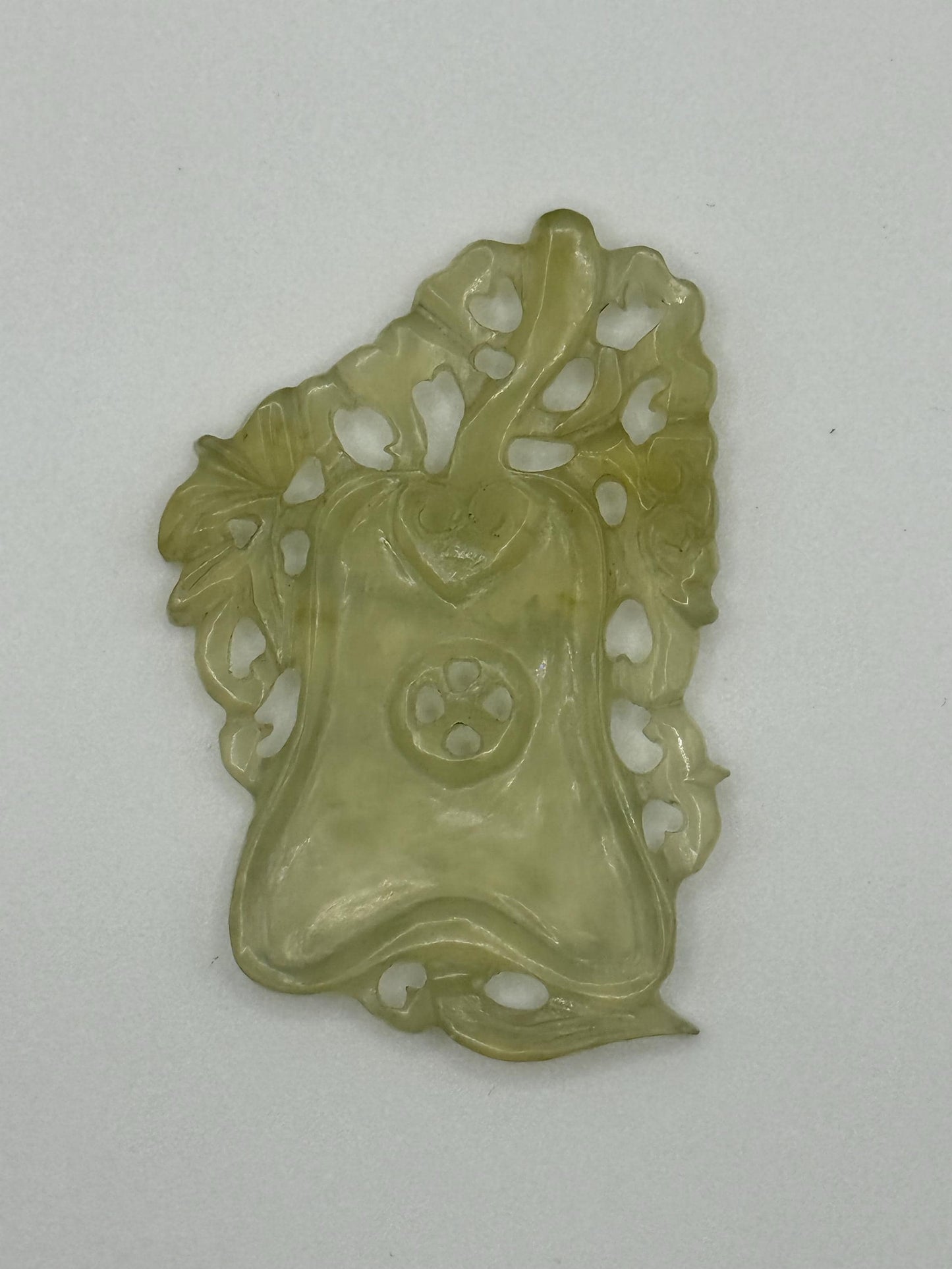 Antique Natural Jade Grade A Fan Carved Pendant Amulet Medallion Collector piece