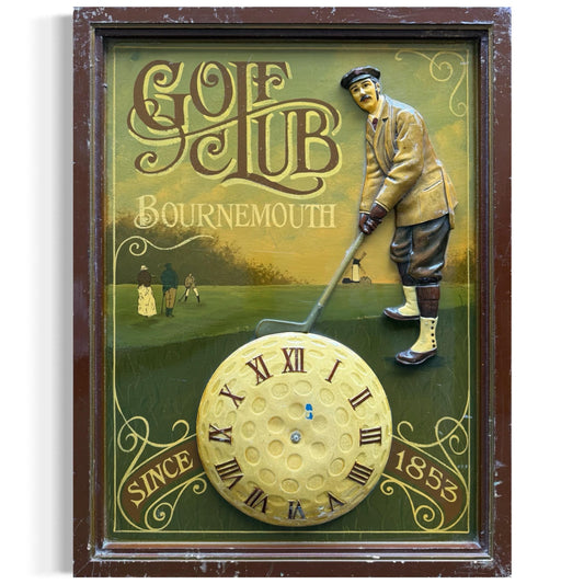 Vintage Bournemouth Golf Club Sign Clock, 1853