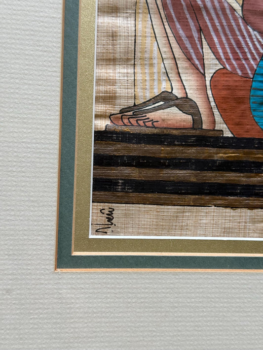 Original Hand Painted Authentic Egyptian Papyrus Signed Pharaoh Queen Art Decor