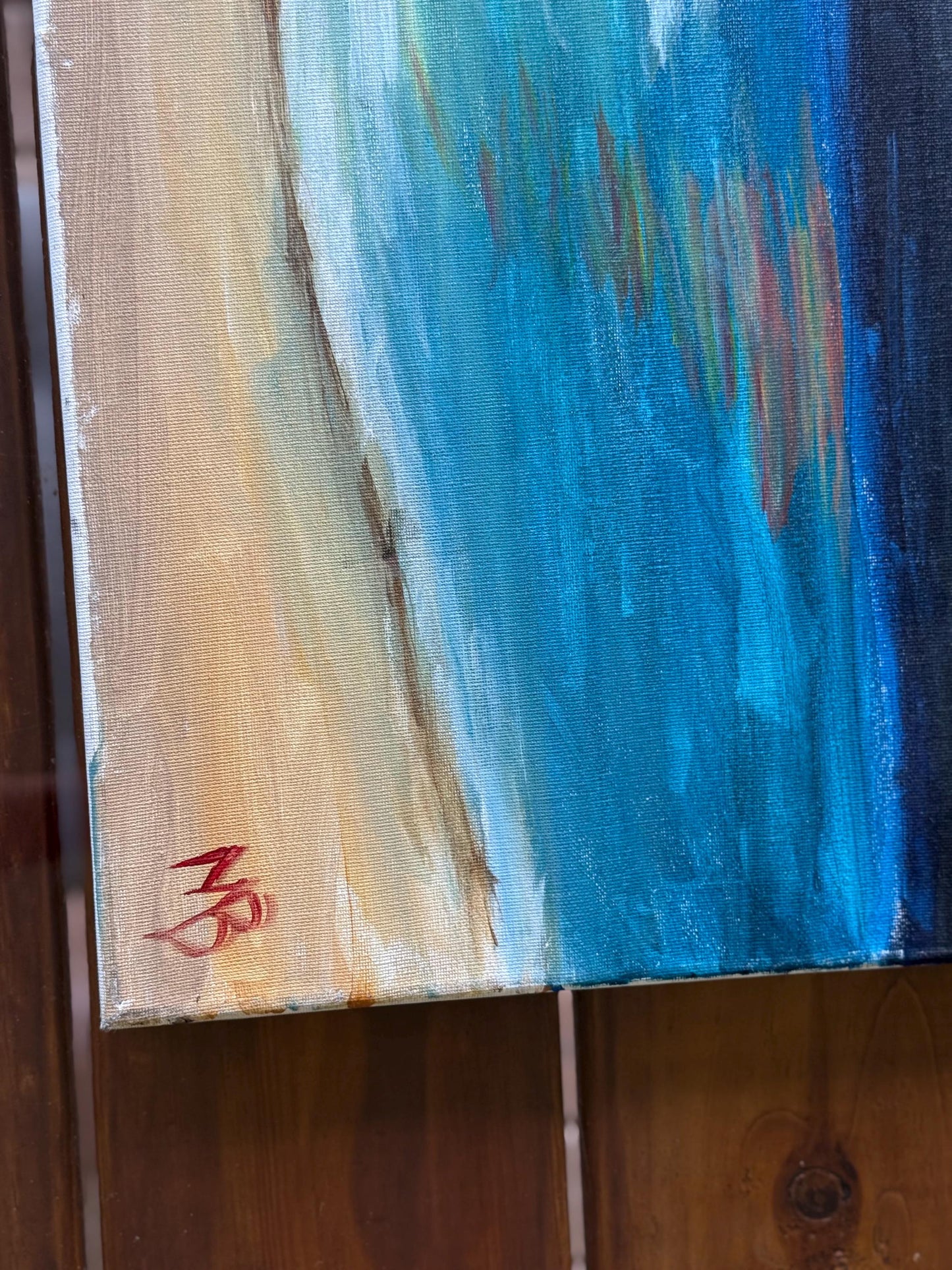 A painted canvas original artwork turtle sea moon night amateur not? Art artist