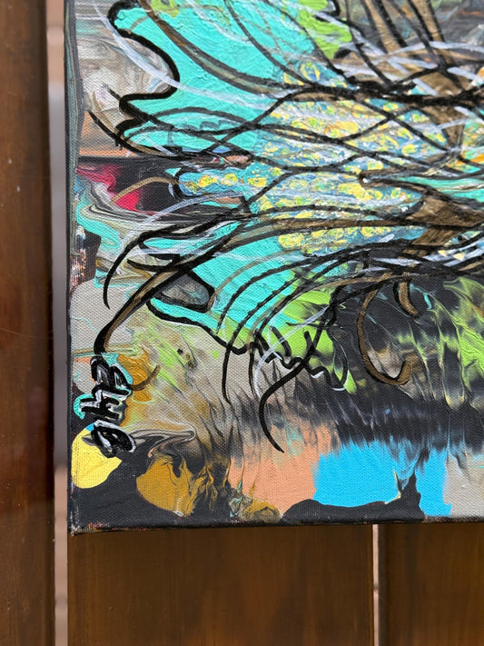 a signed ELI B original painted canvas artwork abstract art vibrant color sureal