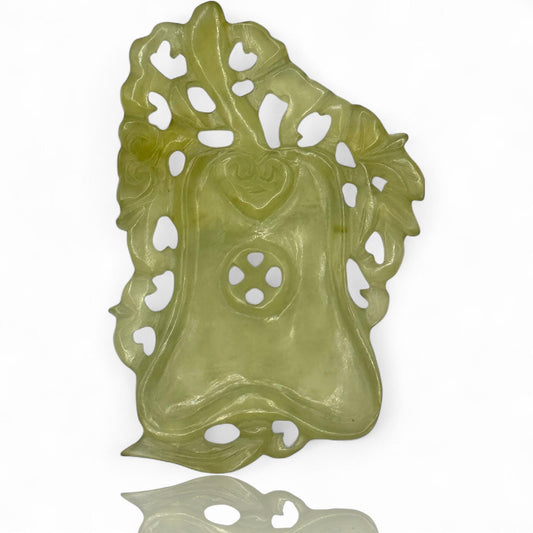 Antique Natural Jade Grade A Fan Carved Pendant Amulet Medallion Collector piece