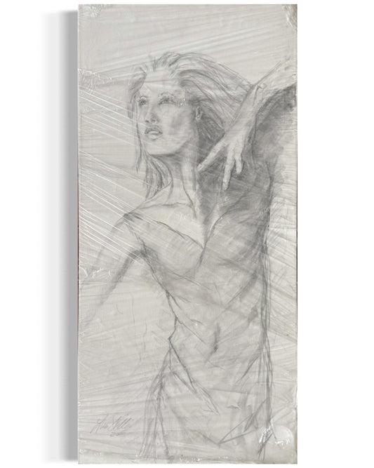 A Large Drawing Artist Artwork Original Signed Kim Skills Dated 2000 Woman Art