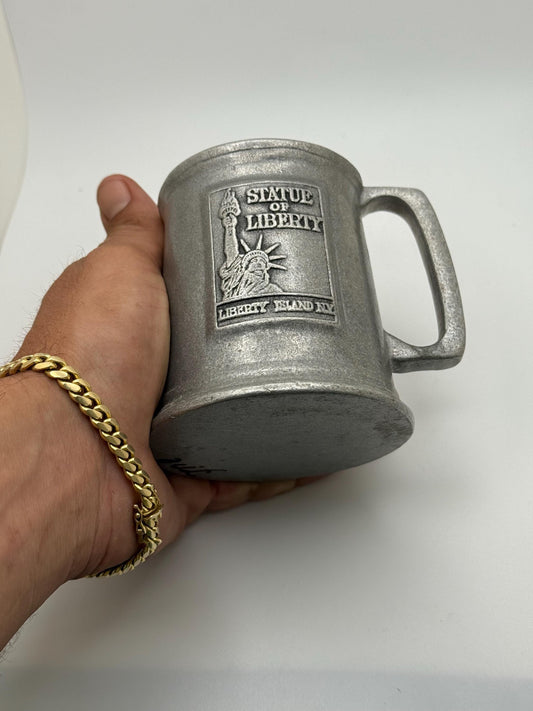 A Vintage Pewter Cup Statue of Liberty Souvenir Tumbler Drink Mug Made In USA Art