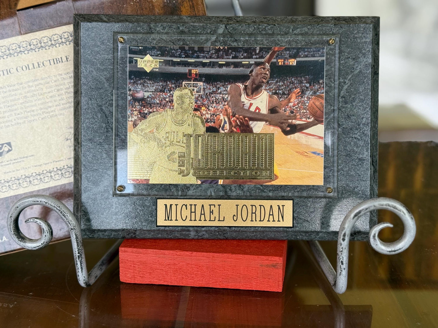 A 1995-96 Upper Deck Michael Jordan Jumbo Collection Card framed Plaque Vintage