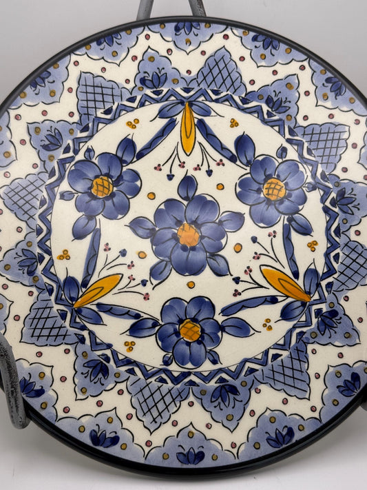 A Hand-Painted Ceramic Collector Wall Plate from Spain Flower Pedals Art Vintage