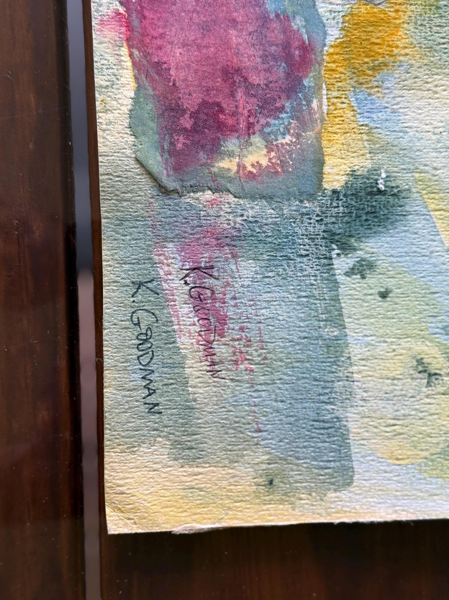 A Signed Original Artist Watercolor Artwork Abstract Daisy Flowers Art K.Goodman