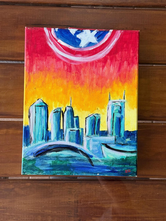 A Painted Canvas Artist Original Artwork Art vibrant skyline captain America NYC