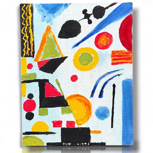 Abstract Geometric Shapes Colors Original Acrylic Painting Canvas Artwork Signed