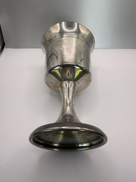 An antique pewter silver chalice goblet