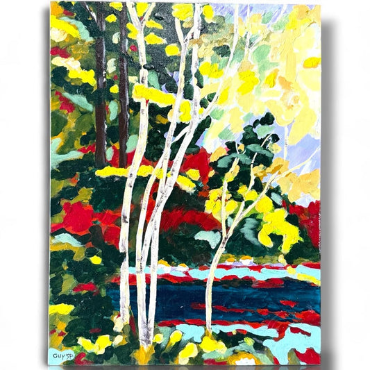 Birch Forest Expressionistic Abstract Painting Original Canvas Artwork Signed