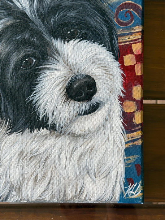 A Painted Canvas Original Artist Artwork Art Dog Portrait Tibetan Terrier
