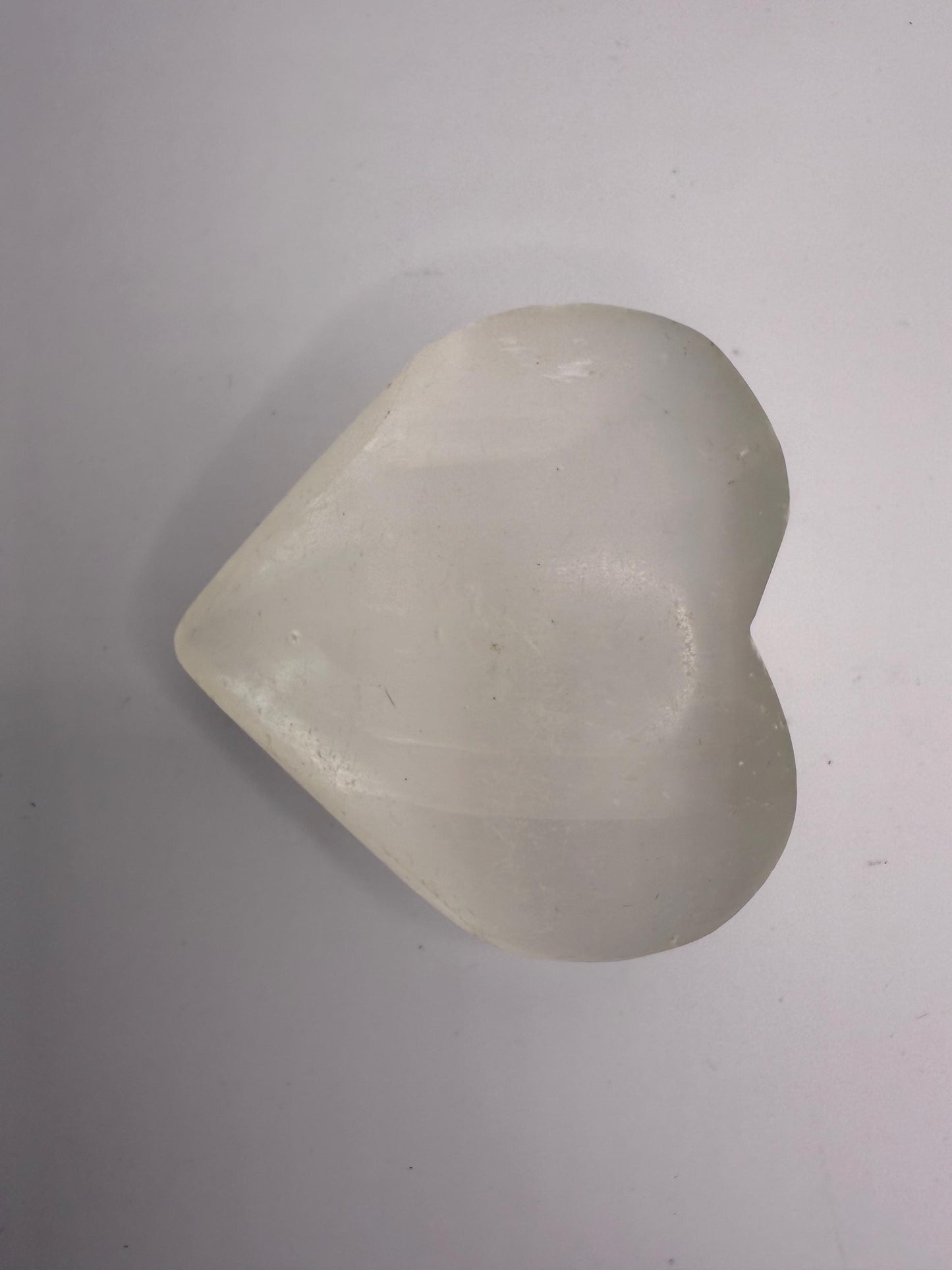 A heart shaped selenite crystal