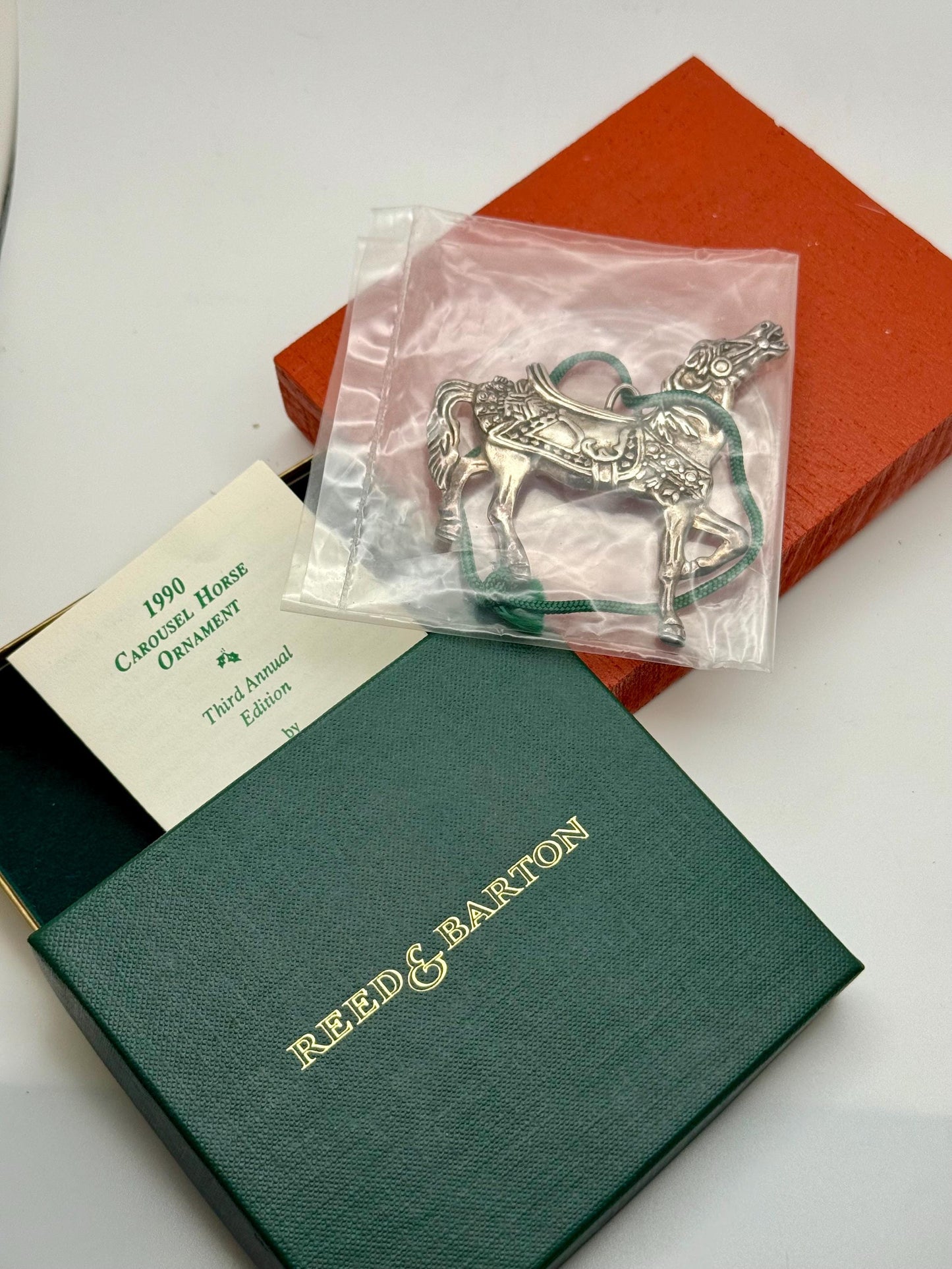 A Reed & Barton 1990 Carousel Horse Ornament 3rd Annual Edition Silver Vintage Art
