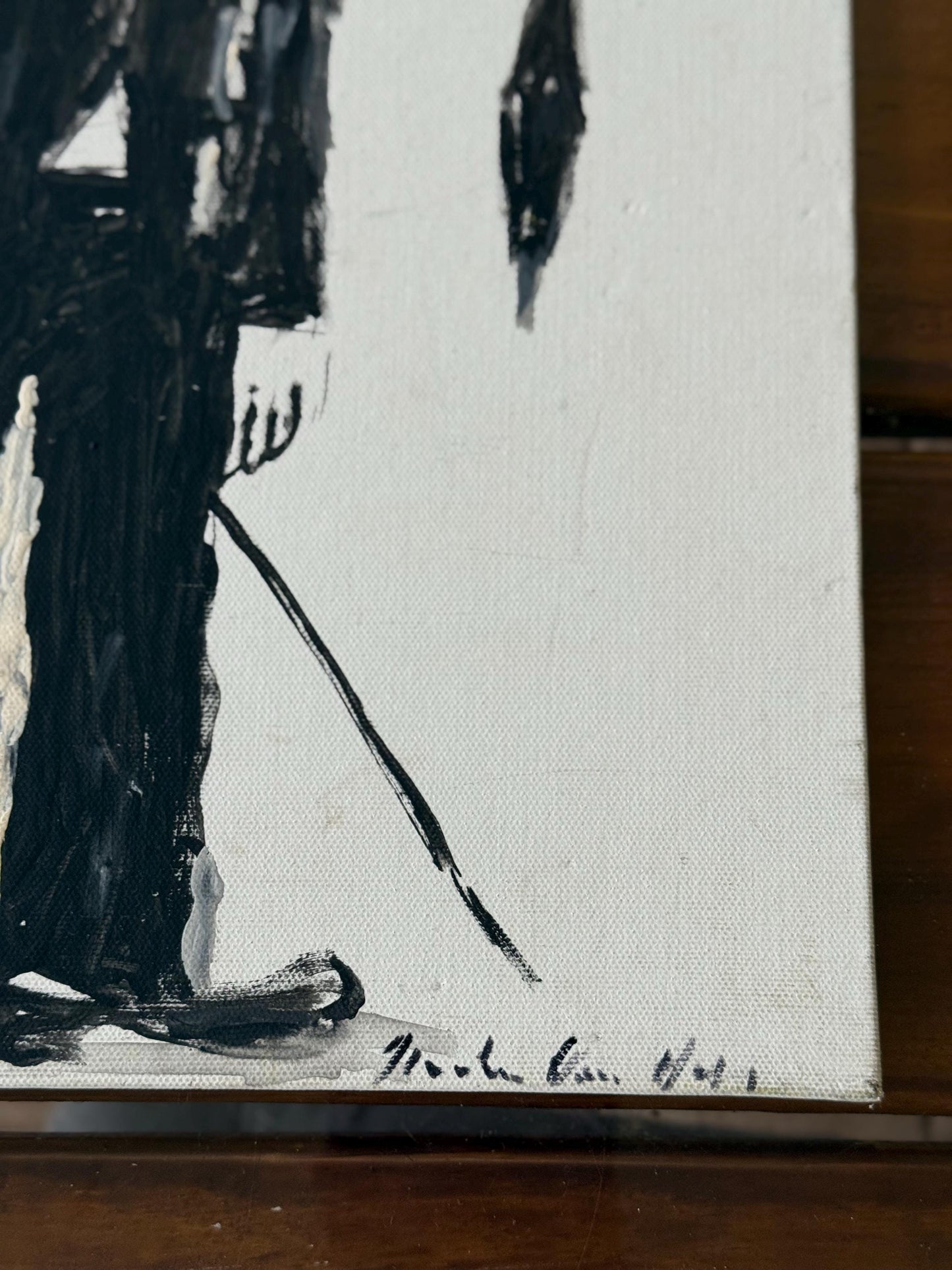 A Painted Canvas Artist Signed Original Artwork Art of Charlie Chaplin Debout #3