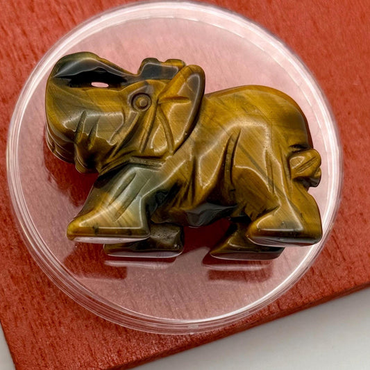A Mini Miniature Elephant Hand Carved Tigers Eye Natural Crystal Lucky Charm