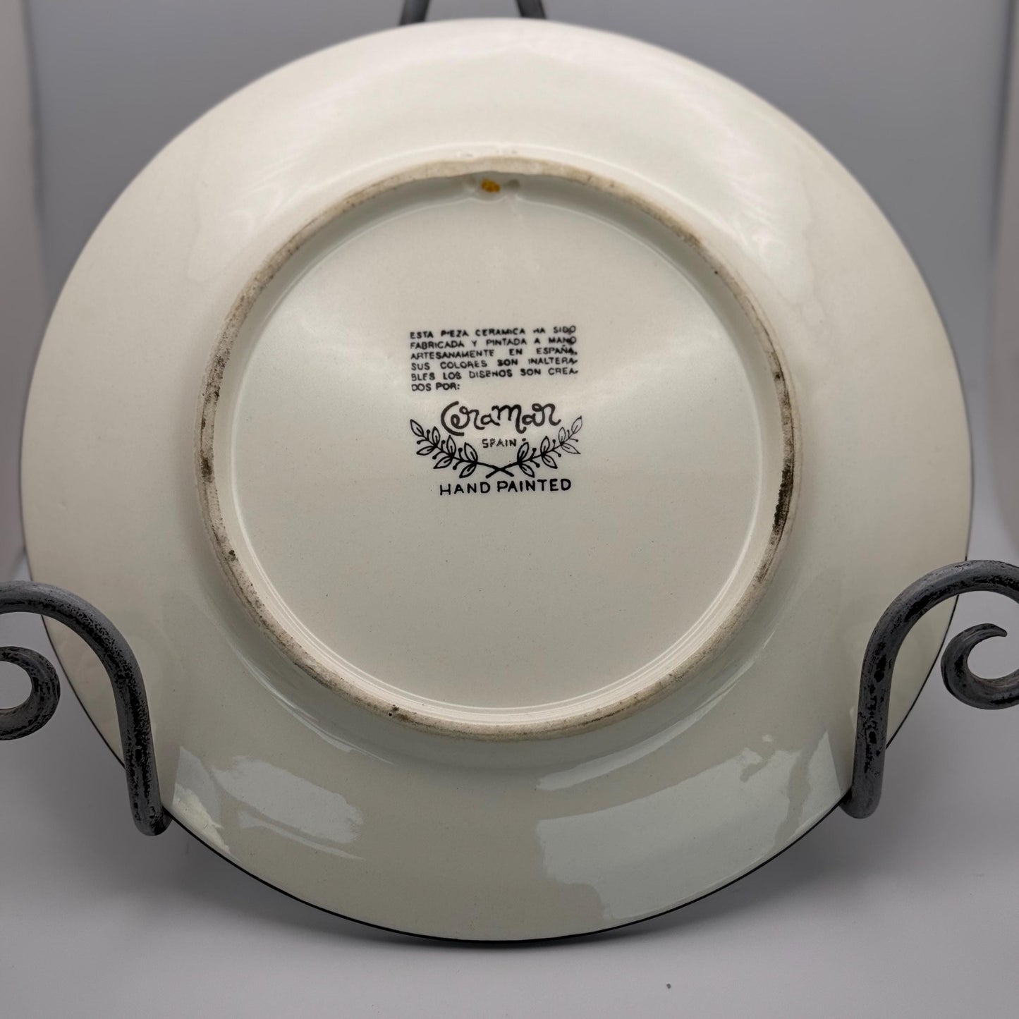 A Hand-Painted Ceramic Collector Wall Plate from Spain Flower Pedals Art Vintage