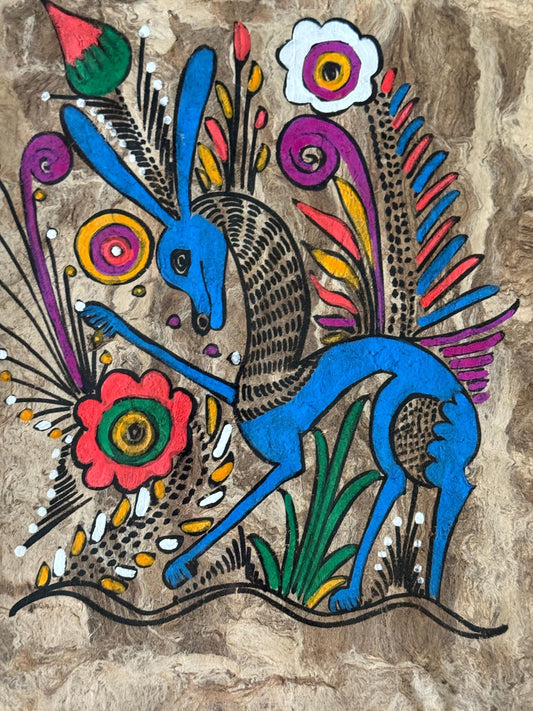 A Vintage Mexican Bark Painting Artist Original Artwork Art vivid vibrant color