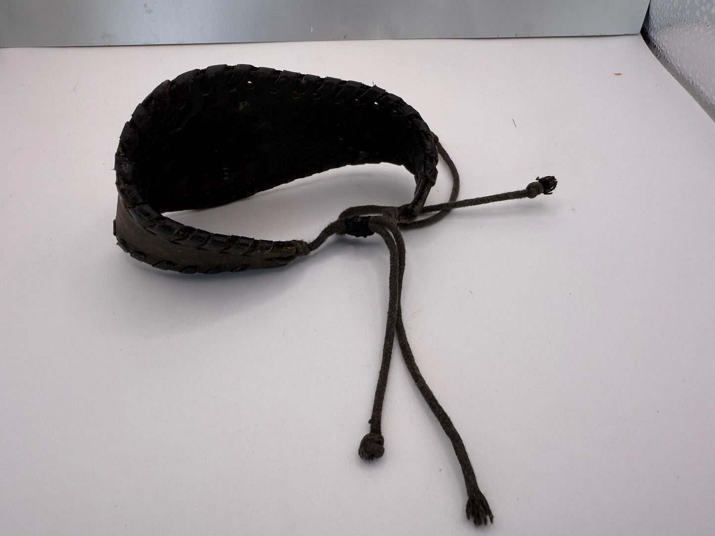 A hand made artisan bohemian thick cuff leather bracelet with green turquoise