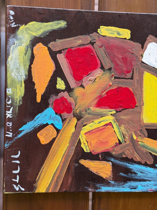 A painted Canvas original artist artwork colors shapes dynamic interplay Signed