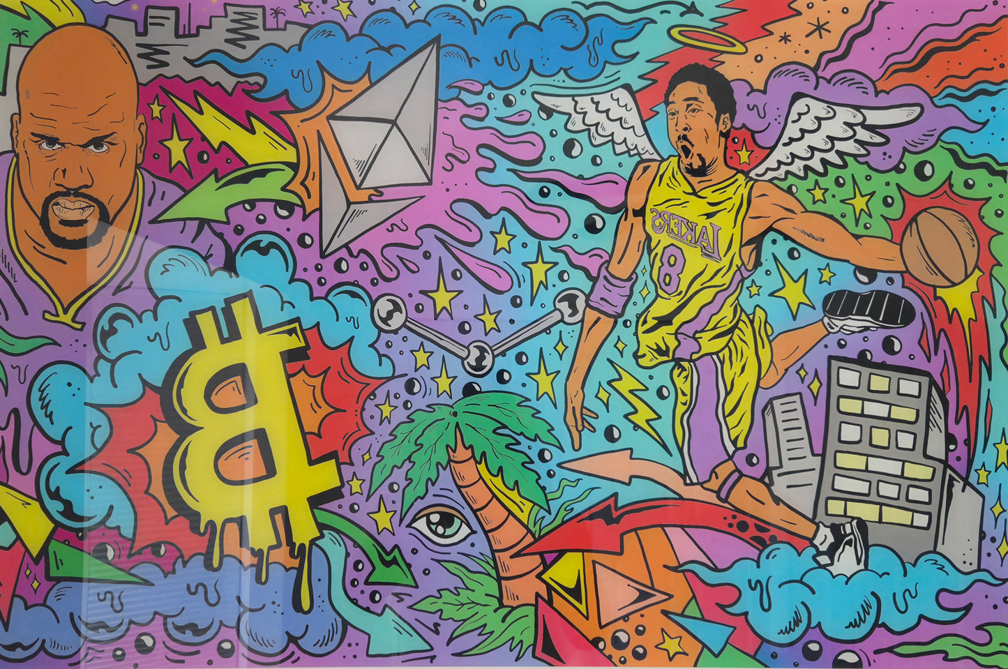 Pop Art Shaq Kobe NBA Basketball Crypto Bitcoin Urban Graffiti Acrylic Art Print
