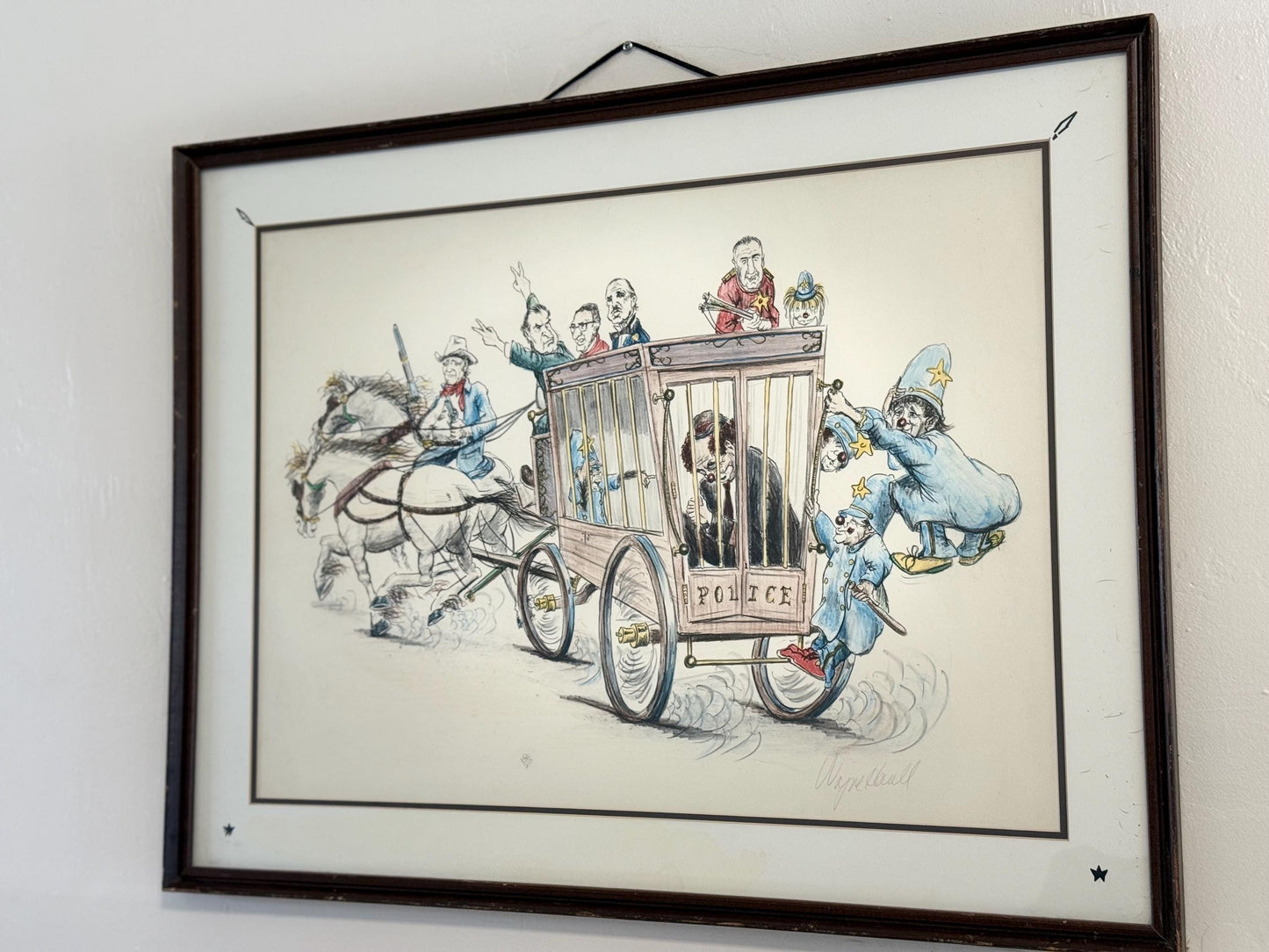 A Vtg Artist Original Signed Drawing Wayne Howell Numbered Art Nixon Godfather