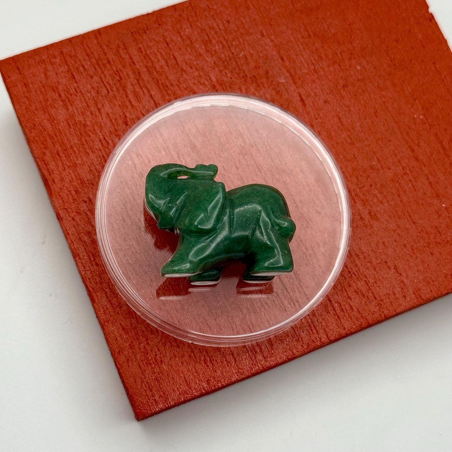 A Mini Miniature Elephant Hand Carved Green Aventurine Natural Crystal Lucky Charm