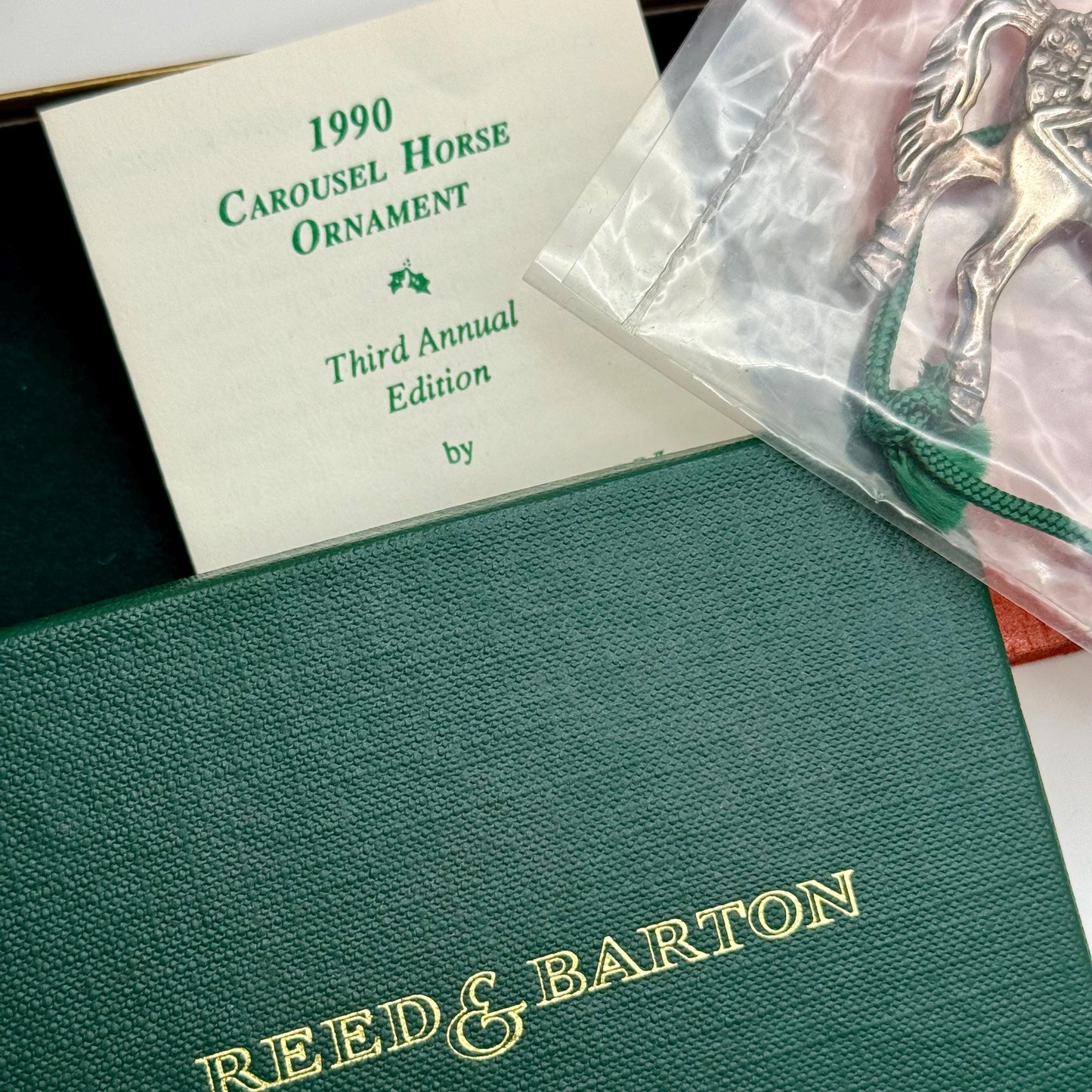 A Reed & Barton 1990 Carousel Horse Ornament 3rd Annual Edition Silver Vintage Art