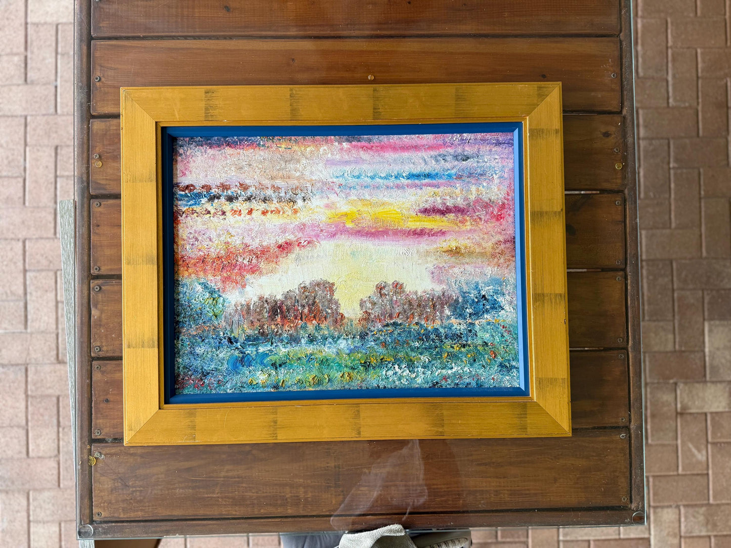 A Framed Painted Canvas Artist Original Artwork Vivid Colorful Abstract Floral