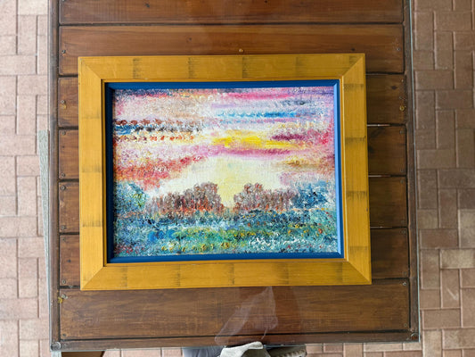 A Framed Painted Canvas Artist Original Artwork Vivid Colorful Abstract Floral