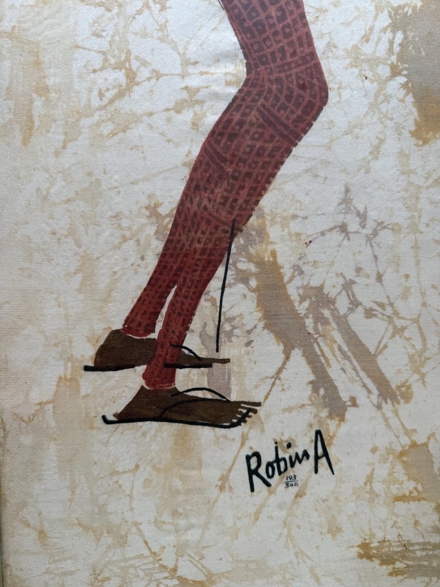 Original Hand Painted Silk Fabric Cloth African Batik Art Signed Robin Anderson