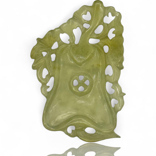 Antique Natural Jade Grade A Fan Carved Pendant Amulet Medallion Collector piece