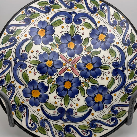 A Hand-Painted Ceramic Collector Wall Plate from Spain Flower Pedals Art Vintage